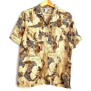 3/$20 ❤️ 𝅺ANNA and Frank Vintage Tropical Silk Button Down Shirt US M